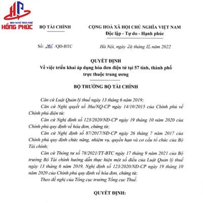 Quyết Định 206/QĐ-BTC Năm 2022 Hồng Phúc
